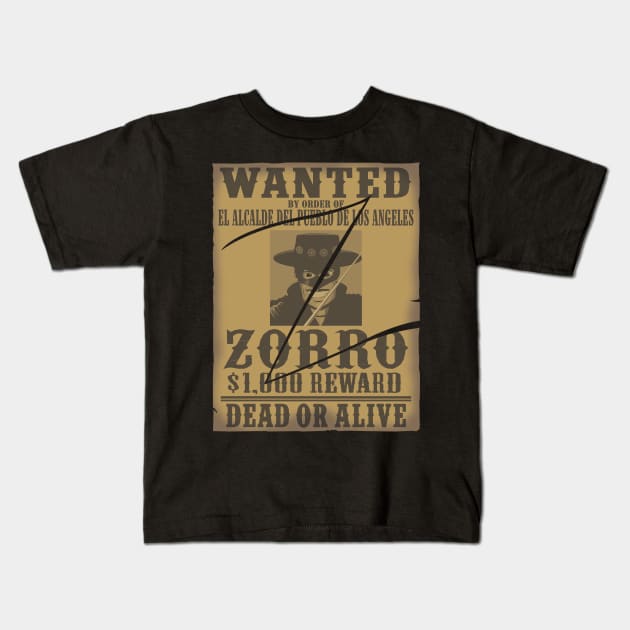 Wanted: Zorro Kids T-Shirt by detective651